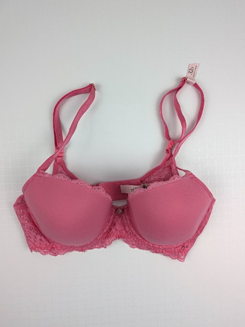 Victoria's Secret Dream Angels Smooth Lace Lightly Lined Demi Bra 32D Pink